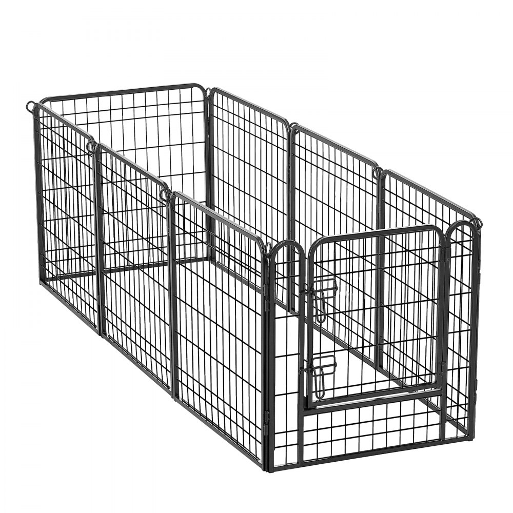 VEVOR Dog Playpen 24 Inch 8 Panels Heavy Duty with Top Cover & Bottom Pad, Indoor Foldable Metal Exercise Pen Pet Fence with Door, Puppy Crate Kennel Pen for Dogs, Cats, and Other Small Animals, Black