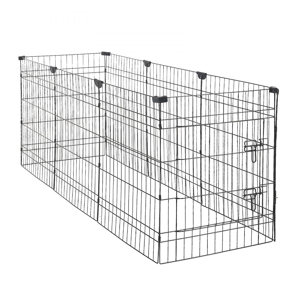 VEVOR Dog Playpen 30 Inch 8 Panels Exercise Pen with Top Cover & Bottom Pad, Indoor Foldable Metal Pet Fence with Door, Heavy Duty Puppy Crate Kennel Pen for Dogs, Cats, and Other Small Animals, Black