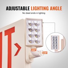 Panneau de sortie à LED VEVOR avec feux de secours, éclairage de sortie de secours à deux têtes avec batterie de secours, éclairage de sortie de secours à lettres rouges combinées, panneaux de sortie commerciaux pour entreprises, blanc testé selon les normes UL