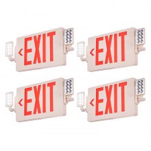 VEVOR LED Exit Sign with Emergency Lights, Two Heads Emergency Exit Light with Battery Backup, Combo Red Letter Fire Exit Lighting, Commercial Exit Signs for Business, White Tested to UL Standards