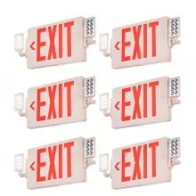 VEVOR LED Exit Sign with Emergency Lights, Two Heads Emergency Exit Light with Battery Backup, Combo Red Letter Fire Exit Lighting, Commercial Exit Signs for Business, White Tested to UL Standards