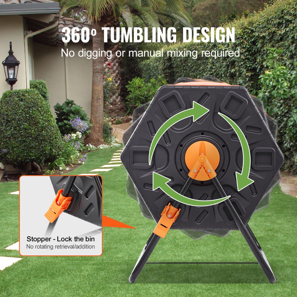 Compost Bin, 18.5-Gal Composting Tumbler, Compact Single Rotating Chamber with Sliding Door and Steel Frame, BPA Free Small Composter Bin Tumbler for Garden, Kitchen, Yard, Outdoor Compost Bin, 18.5-Gal Composting Tumbler, Compact Single Rotating Chamber with Sliding Door and Steel Frame, BPA Free Small Composter Bin Tumbler for Garden, Kitchen, Yard, Outdoor