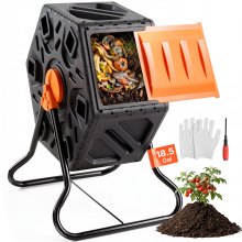 VEVOR Compost Bin, 18.5-Gal Composting Tumbler, Compact Single Rotating Chamber with Sliding Door and Steel Frame, BPA Free  Small Composter Bin Tumbler for Garden, Kitchen, Yard, Outdoor