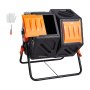 VEVOR Compost Bin, 140.1L Dual Chamber Composting Tumbler, High Volume Two Rotating Chambers with 2 Sliding Door and Steel Frame, BPA Free Composter Bin Tumbler for Garden, Kitchen, Yard, Outdoor