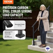 VEVOR 4-5 Handrails for Outdoor for Seniors Porch Deck Black Square Tube Steel