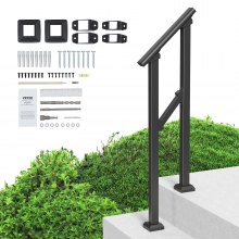 VEVOR 1-2 Handrails for Outdoor for Seniors Porch Deck Black Square Tube Steel