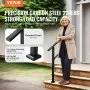 VEVOR Outdoor Handrails for Steps, 2-3 Step Stair Rail Kit, Black Square Tube with Horizontal Bar, Carbon Steel Support Rails for Seniors, Concrete & Deck Stairs, Easy Installation