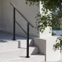 VEVOR Outdoor Handrails for Steps, 2-3 Step Stair Rail Kit, Black Square Tube with Horizontal Bar, Carbon Steel Support Rails for Seniors, Concrete & Deck Stairs, Easy Installation
