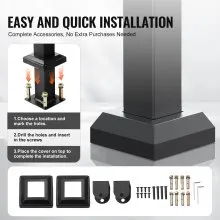 VEVOR Outdoor Handrails for 2-3 Step Stairs Black Square Tube Easy Install