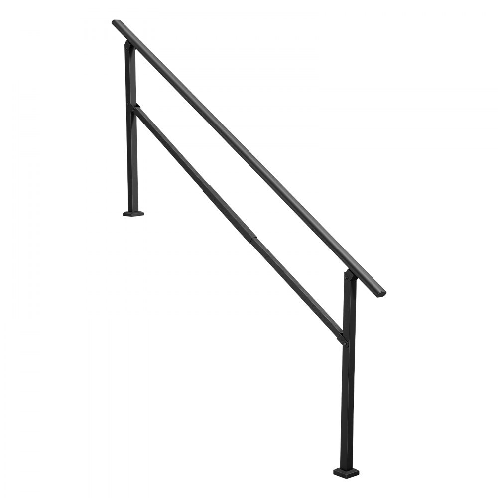 VEVOR Handrails for Outdoor Steps, 5-7 Step Stair Hand Rail Kit, Black, Square Tube Stair Rails for Seniors, Concrete Steps & Porch & Deck, Heavy-Duty Carbon Steel Railings with Installation Kit