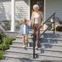 VEVOR Handrails for Outdoor Steps, 5-7 Step Stair Hand Rail Kit, Black, Square Tube Stair Rails for Seniors, Concrete Steps & Porch & Deck, Heavy-Duty Carbon Steel Railings with Installation Kit
