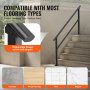VEVOR Handrails for Outdoor Steps, 5 Step Stair Hand Rail Kit, Transitional Carbon Steel Railings with Installation Kit, Stair Rails for Seniors, Concrete Steps & Porch & Deck, Black Square Tube