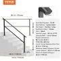 VEVOR Handrails for Outdoor Steps, 5 Step Stair Hand Rail Kit, Transitional Carbon Steel Railings with Installation Kit, Stair Rails for Seniors, Concrete Steps & Porch & Deck, Black Square Tube