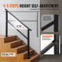 VEVOR Outdoor Handrails for 4-5 Step Stairs Black Square Tube Easy Install