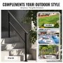 VEVOR Outdoor Handrails for Steps, 4-5 Step Stair Rail Kit, Black Square Tube with Horizontal Bar, Carbon Steel Support Rails for Seniors, Concrete & Deck Stairs, Easy Installation