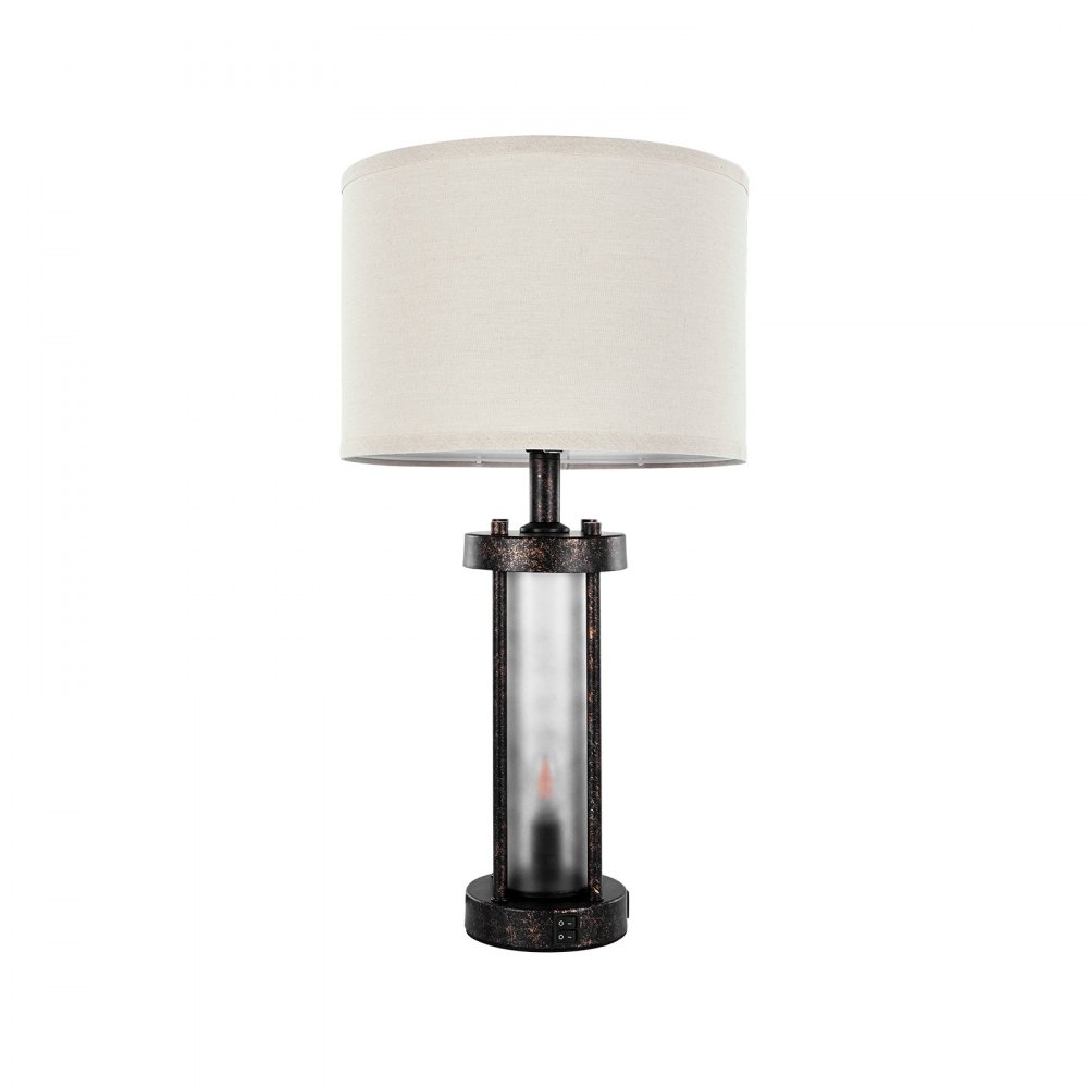 VEVOR Table Lamps Set of 2, Dimmable Farmhouse Bedside Nightstand Lamps, Vintage Lamp with LED Bulb and Linen Shades, Bedside Lamp with USB C+A Ports & AC Outlet, for Living Room, Bedroom & Office