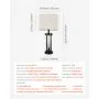 VEVOR Table Lamps Set of 2, Dimmable Farmhouse Bedside Nightstand Lamps, Vintage Lamp with LED Bulb and Linen Shades, Bedside Lamp with USB C+A Ports & AC Outlet, for Living Room, Bedroom & Office