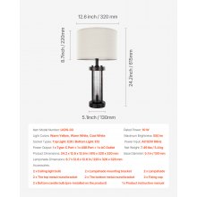 Table Lamps Set of 2 Farmhouse Bedside Nightstand Lamps with USB Ports