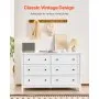 VEVOR 6 Drawer Dresser, Wooden Chest of Drawers with Sliding and Anti-tip Device, Retro Minimalist Dresser Chest, Closet Storage TV Stand Organizer for Living Room, Hallway, Bedroom, Entryway, White
