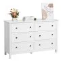 VEVOR 6 Drawer Dresser, Wooden Chest of Drawers with Sliding and Anti-tip Device, Retro Minimalist Dresser Chest, Closet Storage TV Stand Organizer for Living Room, Hallway, Bedroom, Entryway, White
