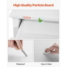 VEVOR 6 Drawer Dresser Wooden Chest of Drawer w/ Sliding & Anti-tip Device White