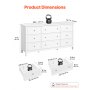 VEVOR 9 Drawer Dresser, Wooden Chest of Drawers with Sliding and Anti-tip Device, Retro Minimalist Dresser Chest, Closet Storage TV Stand Organizer for Living Room, Hallway, Bedroom, Entryway, White