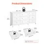 VEVOR 9 Drawer Dresser, Wooden Chest of Drawers with Sliding and Anti-tip Device, Retro Minimalist Dresser Chest, Closet Storage TV Stand Organizer for Living Room, Hallway, Bedroom, Entryway, White