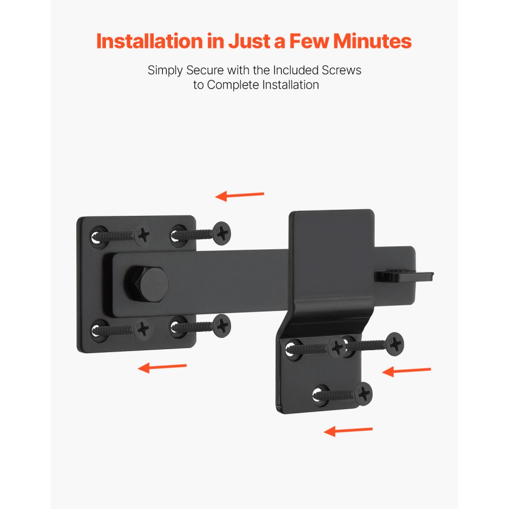 VEVOR Flip Gate Latch, Metal Heavy Duty Gate Latches, Flip Latch Hardware with High Hardness, 360° Rotating Latches, Matte Powder Coating Finish, Ideal for Fence, Garage, Pool, Garden, Black