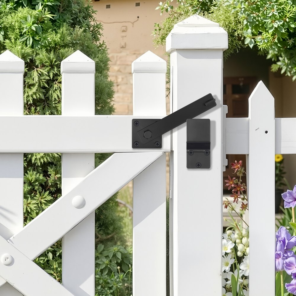 VEVOR Flip Gate Latch, Metal Heavy Duty Gate Latches, Flip Latch Hardware with High Hardness, 360° Rotating Latches, Matte Powder Coating Finish, Ideal for Fence, Garage, Pool, Garden, Black