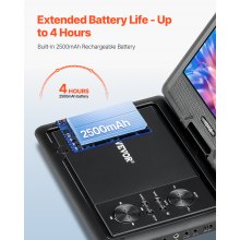 Portable DVD Player 10.1 inch HD Swivel Display Screen 4 Hours Built-in Battery