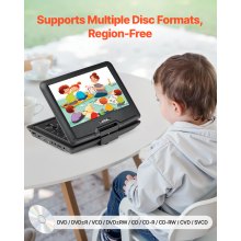 Portable DVD Player 10.1 inch HD Swivel Display Screen 4 Hours Built-in Battery