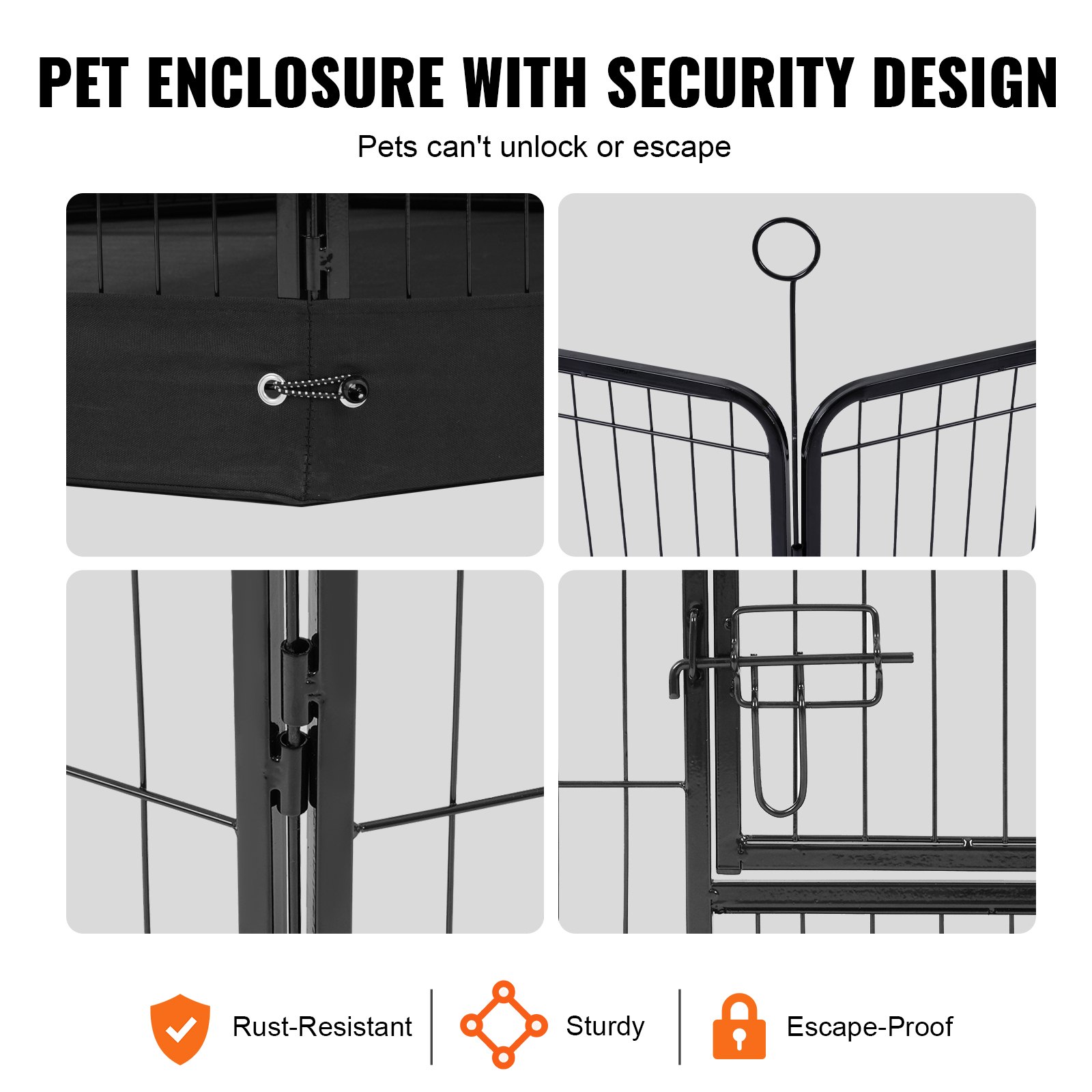 VEVOR Dog Playpen, 8 Pcs 24 x 24 in Panels Foldable Metal Pet Exercise Pen, Dog Fence Indoor and Outdoor Pen with Door, Storage Bag and Bottom Pad, Pet Playpen for Dogs, Cats and Other Small Animals