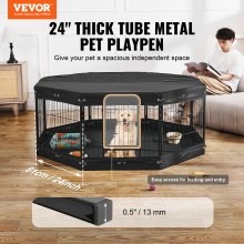 VEVOR Dog Playpen 8 Panels Foldable Metal Dog Exercise Pen with Cover Pad Bag