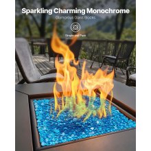 20LBS Fire Glass Beads 3/4-Inch Fireplace Glass Rocks for Firepit Caribbean Blue