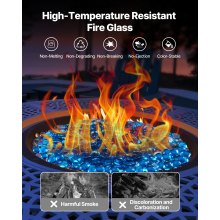 20LBS Fire Glass Beads 3/4-Inch Fireplace Glass Rocks for Firepit Caribbean Blue