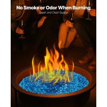 20LBS Fire Glass Beads 3/4-Inch Fireplace Glass Rocks for Firepit Caribbean Blue