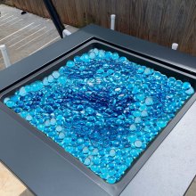 20LBS Fire Glass Beads 3/4-Inch Fireplace Glass Rocks for Firepit Caribbean Blue