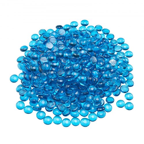 VEVOR Fire Glass, 10 lbs / 4.5 kg High-Temperature Resistant Fireplace Rocks, 3/4-Inch / 19.05 mm Reflective Firepit Glass Beads, High Luster Stone Landscaping for Fire Pit Table, Caribbean Blue