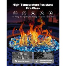 10LBS Fire Glass 3/4-Inch Fireplace Glass Rocks Cobalt Blue Caribbean Blue Clear