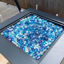 10LBS Fire Glass 3/4-Inch Fireplace Glass Rocks Cobalt Blue Caribbean Blue Clear