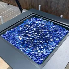 20 LBS Fire Glass 3/4-Inch Round Fireplace Glass Rocks for Fire Pit Cobalt Blue