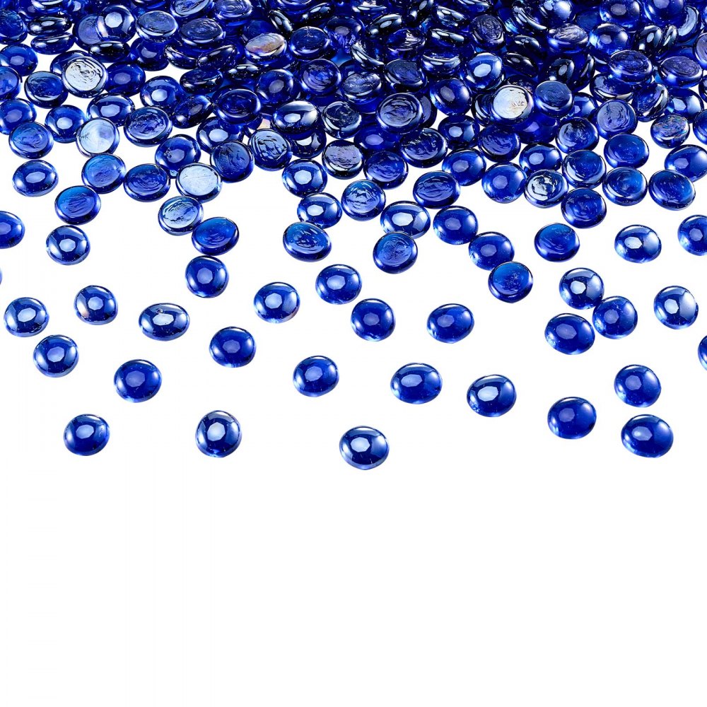 VEVOR Fire Glass, 10LBS/4.5KG High-Temperature Resistant Fireplace Rocks, 3/4-Inch / 19.05 mm Reflective & Smokeless Firepit Glass Beads, High Luster Stone Landscaping for Fire Pit Table, Cobalt Blue