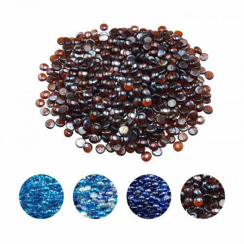 10 LBS Fire Glass 3/4-Inch Round Fireplace Glass Rocks for Fire Pit Rich Amber