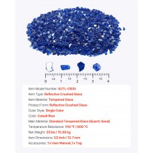 20 LBS Fire Glass 1/2-Inch Fireplace Glass Rocks for Fire Pit Table Cobalt Blue