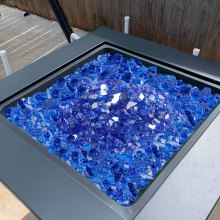 20 LBS Fire Glass 1/2-Inch Fireplace Glass Rocks for Fire Pit Table Cobalt Blue