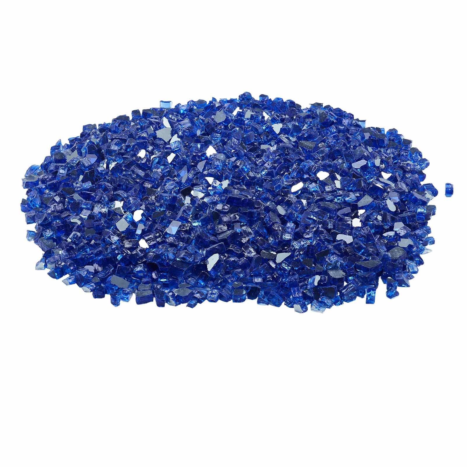 VEVOR Fire Glass, 20LBS / 9KG High-Temperature Resistant Fireplace Rocks, 1/2-Inch / 12.7 mm Reflective & Smokeless Firepit Glass Rock, High Luster Stone Landscaping for Fire Pit Table, Cobalt Blue