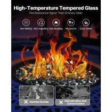 20 LBS Fire Glass 1/2-Inch Fireplace Glass Rocks for Fire Pit Table Black