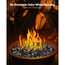 20 LBS Fire Glass 1/2-Inch Fireplace Glass Rocks for Fire Pit Table Black
