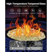 10 LBS Fire Glass 1/2-Inch Fireplace Glass Rocks for Fire Pit Table Gold