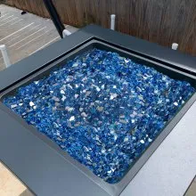 10 LBS Fire Glass 1/2-Inch Fireplace Glass Rocks for Fire Pit Table Pacific Blue